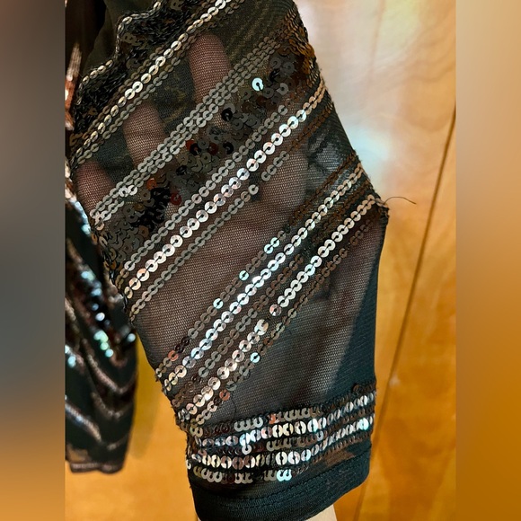 Express Holiday New Years Black Sequin Long Sleeve Party Dress size L - Picture 7 of 11